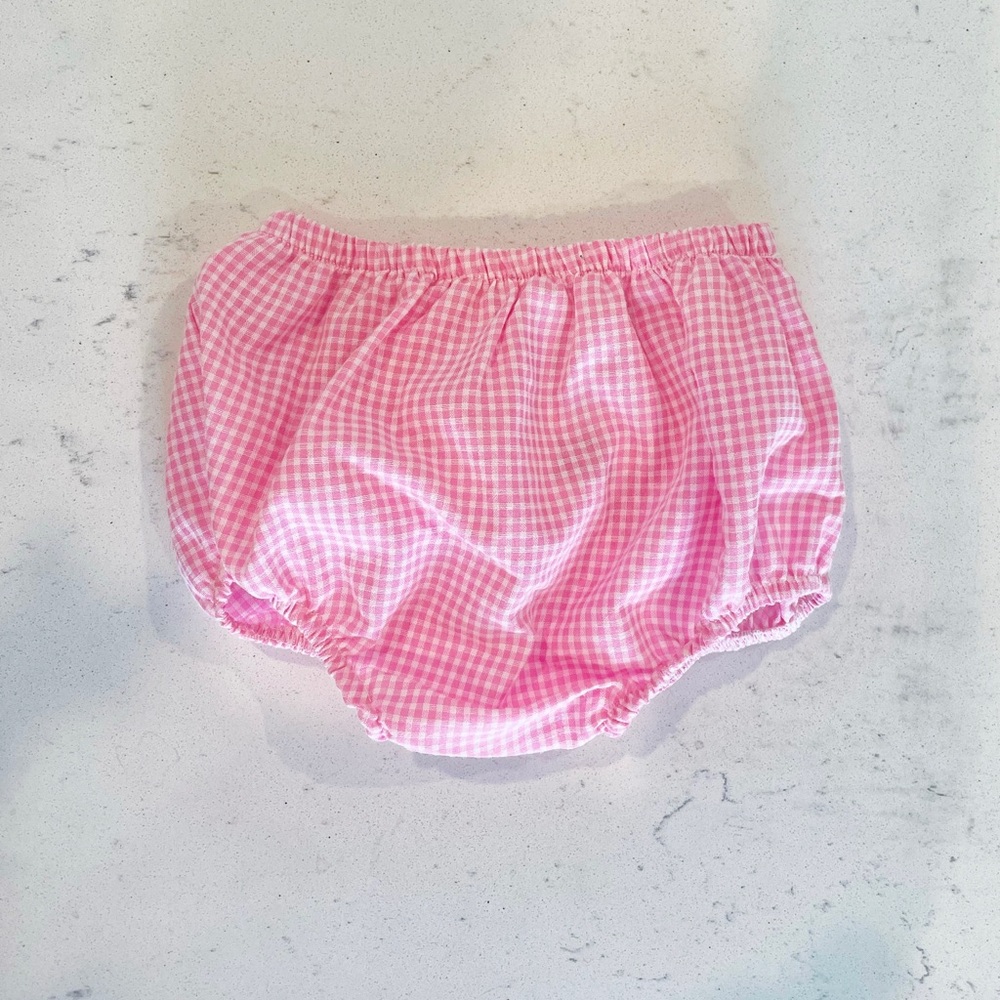 🔴 3 for $15 BONNIE BABY Girl’s Pink And White Gingham Diaper Bloomers 12 Months